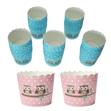 Кекс противень для маффинов формы для выпечки жесткая бумажная Форма для выпекания маффинов 6x4,5x5 см 50 шт-Сова узор и 50 x обертка для кексов бумажный торт чехол