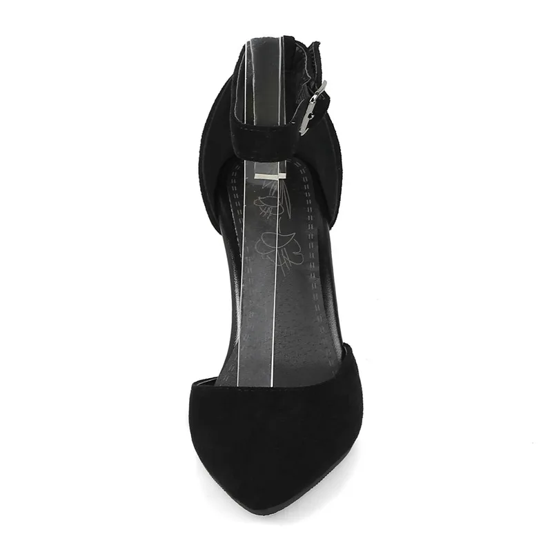 Odetina/Новые Модные женские модельные туфли-лодочки d'orsay из искусственной замши на высоком каблуке туфли-лодочки на шпильке с острым носком и ремешком на щиколотке с пряжкой, большие размеры 33-48