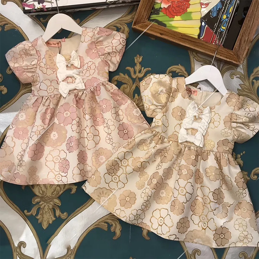 

6354 Golden Brand Princess Toddler Baby Girl Christmas Dress Spring Summer Party Kid Dress For Girl Wholesale Baby Girl Clothes
