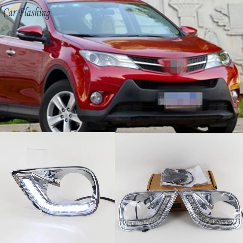 Автомобильный Стайлинг для Toyota RAV4 2013 2014 2015 2016 светодиодный дневные ходовые огни