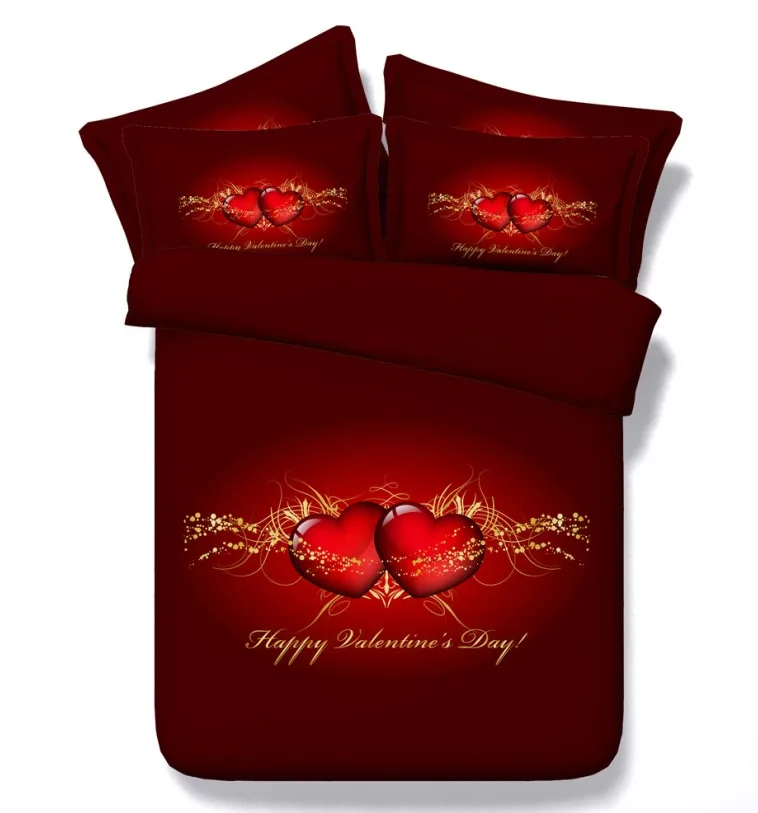Red heart duvet cover love Valentine's day bedding set comforter quilt