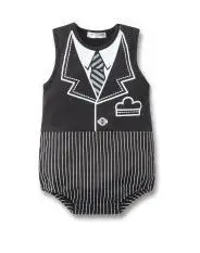Детский костюм-смокинг без рукавов; цельнокроеное боди для новорожденных; bebe; одежда для маленьких мальчиков; боди; комбинезон - Цвет: Черный