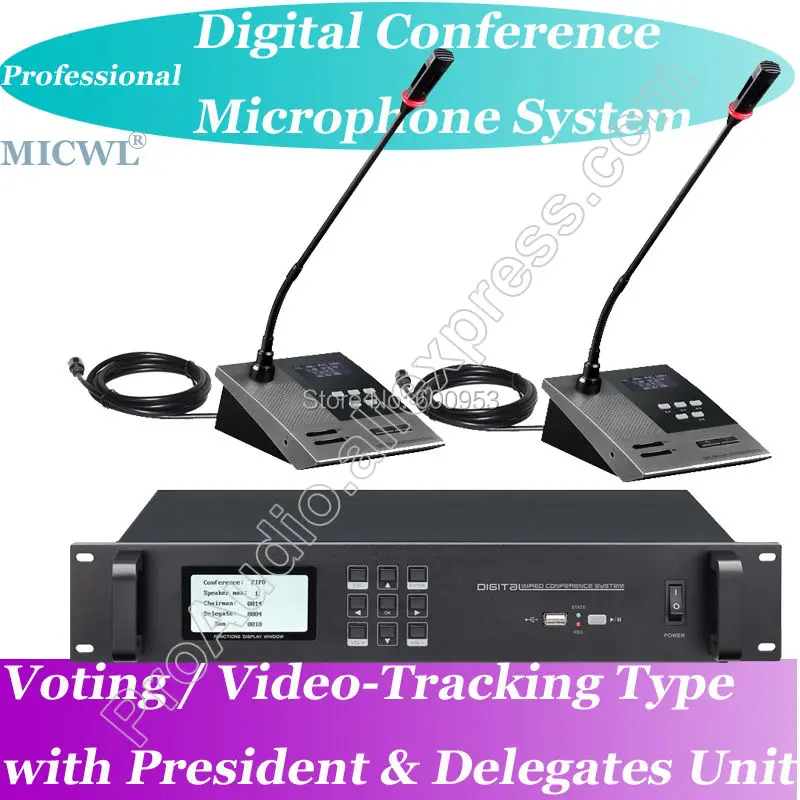 

MICWL 2 President 40 Delegate Pro Digital Voting Video Teleconference Type Meeting Microphone System