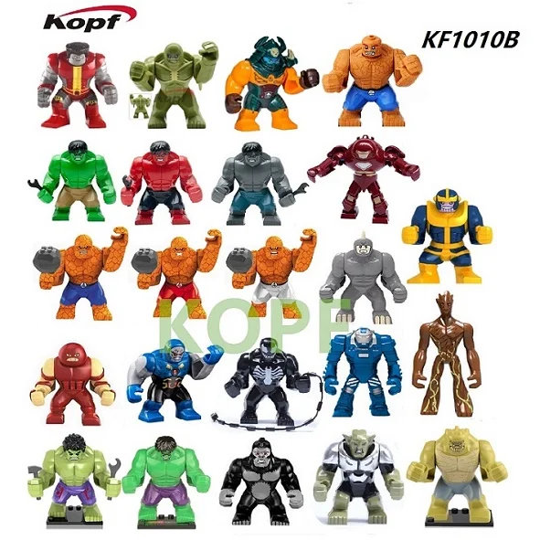 Одна строительных блоков 7 см леди dogshank фантастические четыре Thanos colorssus Халк Juggerna Кирпичи игрушки для детей KF1010B