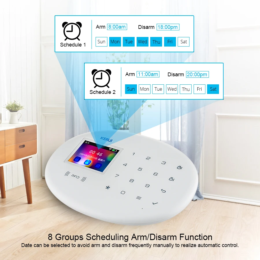 KERUI W20 433MHZ Беспроводная WiFi GSM охранная сигнализация телефон приложение RFID карта контроль для дома с 2,4 дюймовой сенсорной панелью