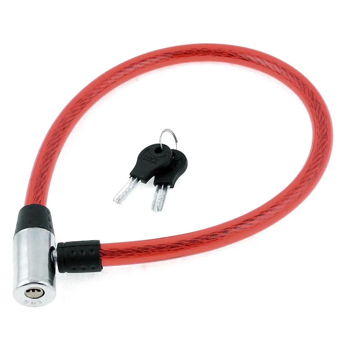 

24.8" Red Flexible Cable Bike Bicycle Motorcycle Security Lock w 2 Keys