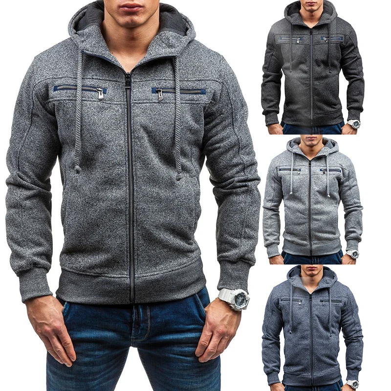 2017 Fashion Men Sweatshirt Hoodie Zipper Pocket Tracksuits Autumn Spring Hip Hop Hoodies Male