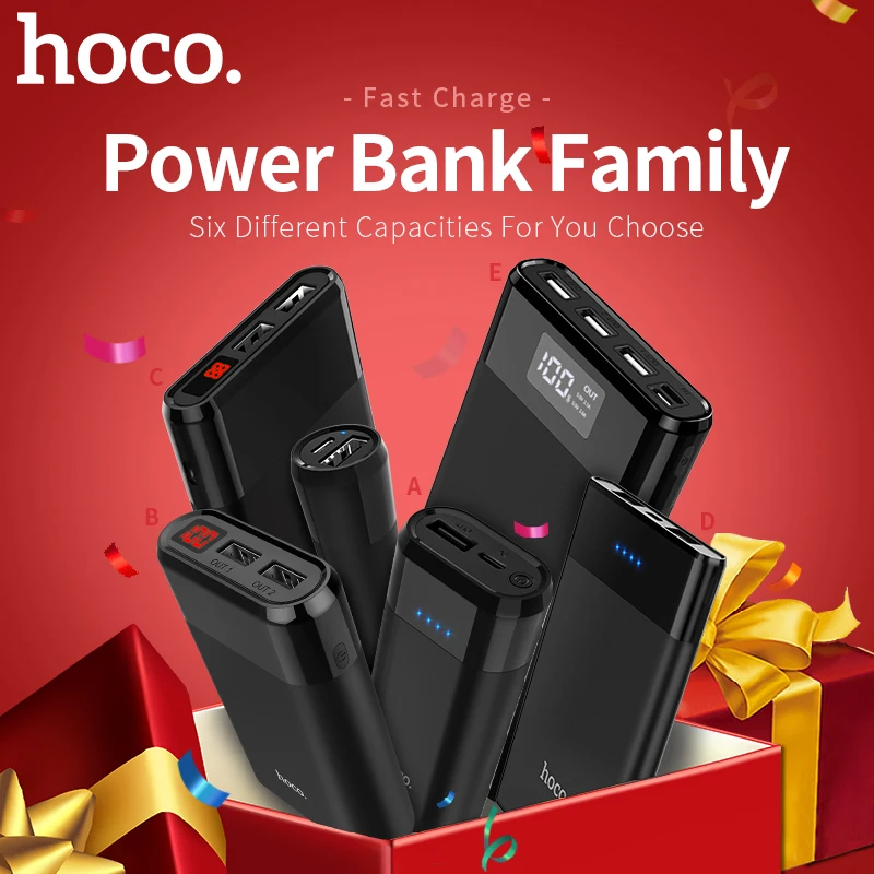 HOCO внешний аккумулятор, портативная зарядка, внешний аккумулятор, тонкий, 10000 мА/ч, Мобильный Внешний аккумулятор, зарядное устройство для телефона iPhone X, Xiaomi 9, 30000 мА/ч