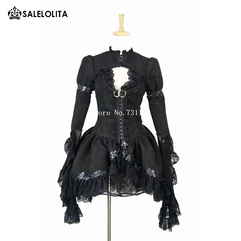 

Customized Women Black And Wine Red Lace Flare Sleeve Punk Gothic Victorian Blouse Top Vintage Style