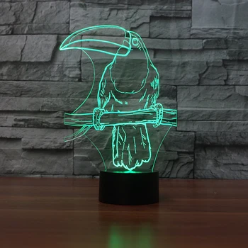 

LED Sitting Parrot Lamp 7 Changing Colors 3d illusion night light