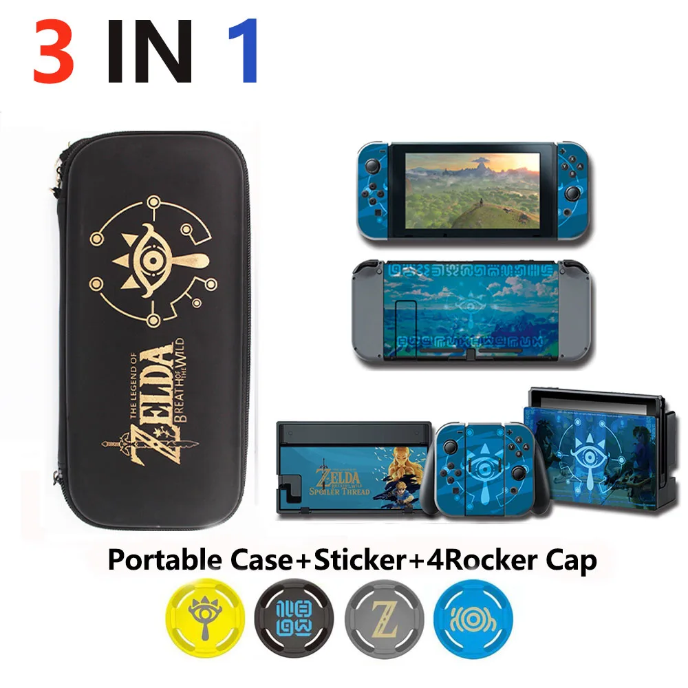 4 in 1 Nintend Switch Accessories Travel Carrying Bag& Sticker for Nintendo Switch & Caps for NS theme game 4 in 1 Nintend Switch Accessories Travel Carrying Bag& Sticker for Nintendo Switch & Caps for NS theme game