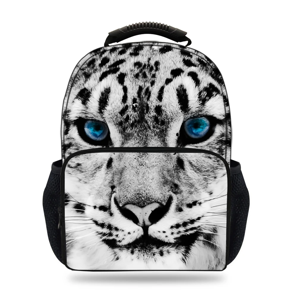 

15inch Cool Boys School Backpack 3D Animal Print Snow Leopard Backpack for Girls Teenagers Mochilas Escolares Book Bag