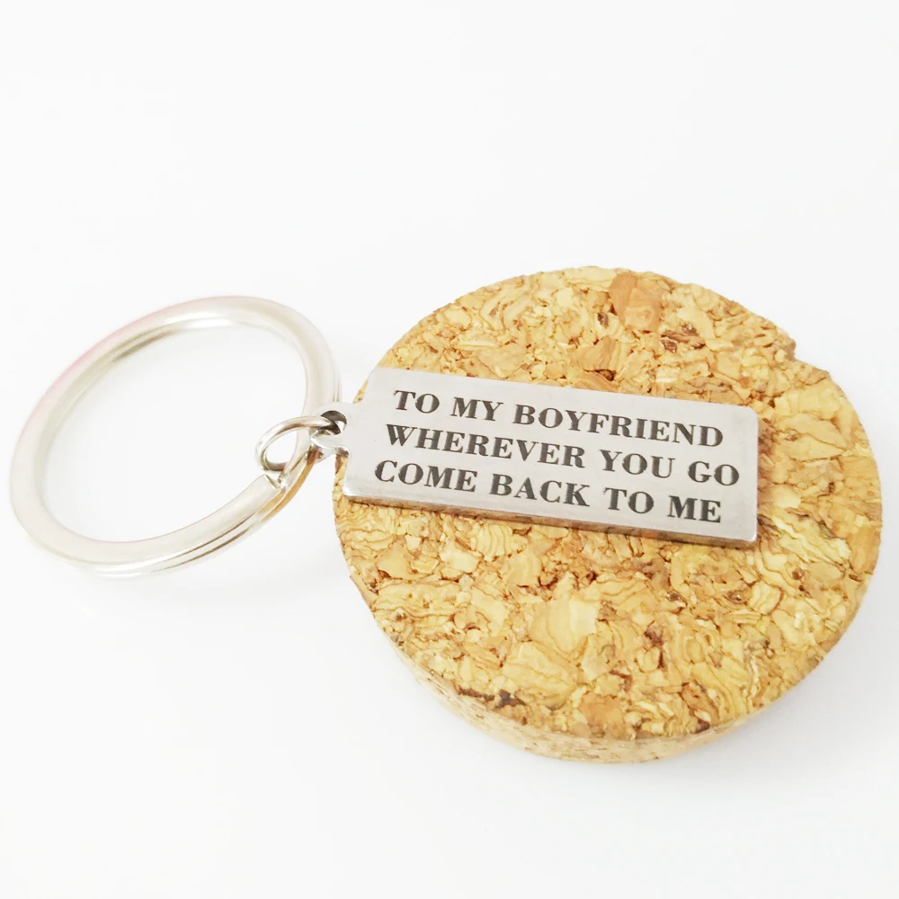 

Fashion Men Accessories Stainless Steel Key Ring Letter Wherever you go come back to me for Couples Boyfriends Gifts Keychains