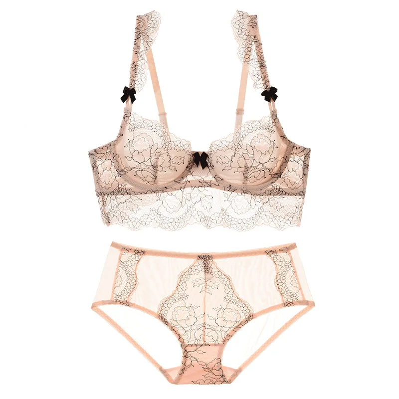 Beste Shaonvmeiwu Kant Sexy Transparante Verleidelijke Lingerie Set Dames Op De Ondersteuning Beha Ultradunne See Through Bra