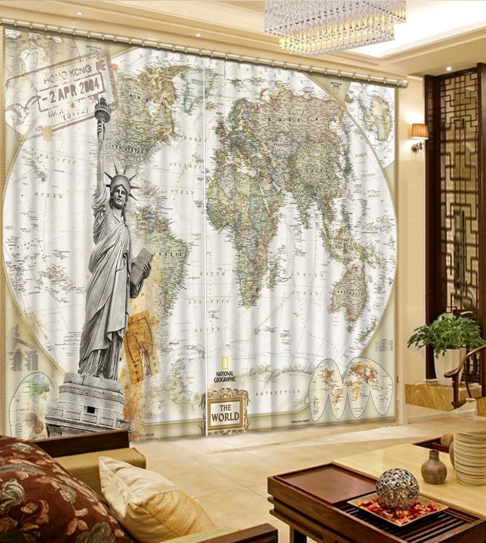 Curtains Decoration European 3D For Living room Blackout Roaantic Wedding Bedroom map curtains | Дом и сад