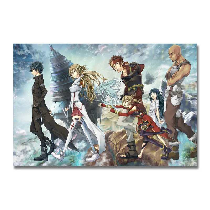 Art Silk Or Canvas Print Sword art Online Yuuki Asuna Kirigaya Kazuto Anime Poster 13x20 32x48 inch For Room Decor Decoration-04 | Дом и сад