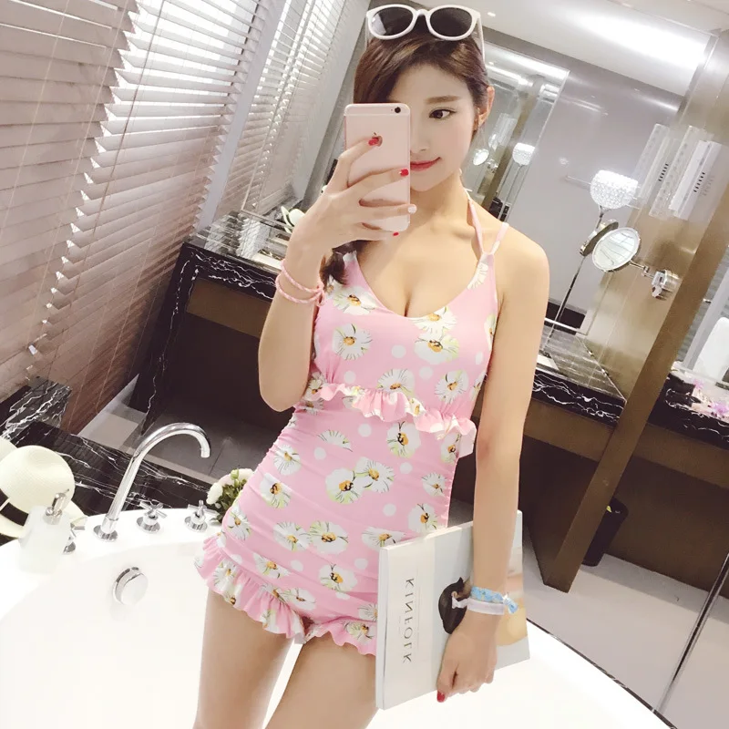 

Women One-Piece Swimsuit Sexy Summer Beach Print Sling Swimwear High Quality Fabric Ladie Backless Bikini Bathing Suit