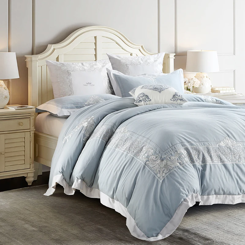 

Papa&Mima embroidered Egyptian cotton Queen King size Luxurious bedding set duvet cover flat sheet pillowcases