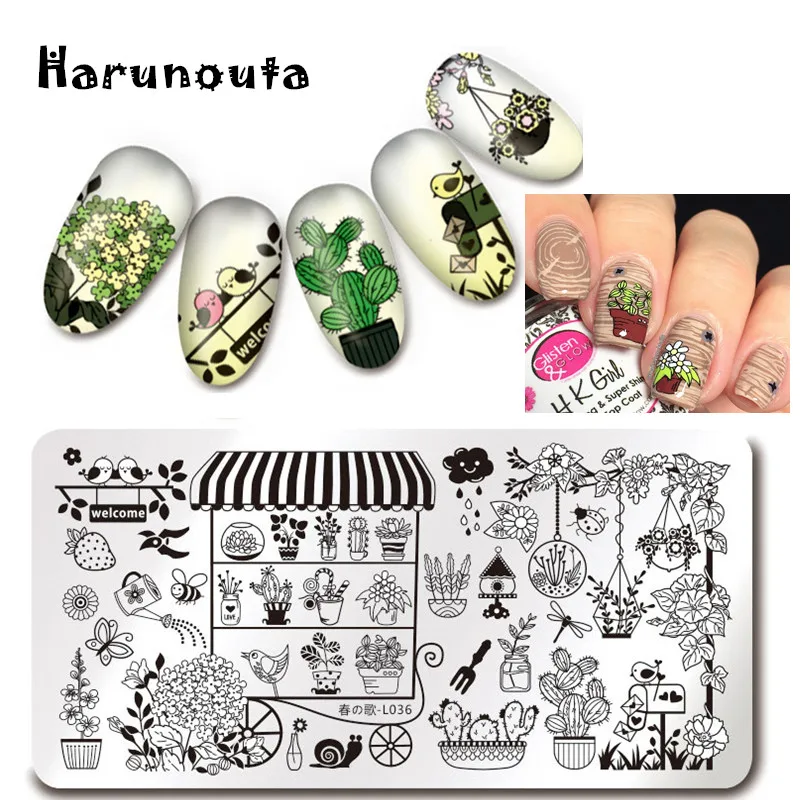 

HARUNOUTA Nail Stamping Plates Floral Line Cartoonl Rose Pattern Nails One Stamp Nail Art Image Plate for Manicure Stencils