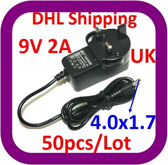 DHL 50 шт./лот 9 в 2A источник питания с 4,0x1,7 мм советы. 9 V 2A UK AC AD adaptercharger