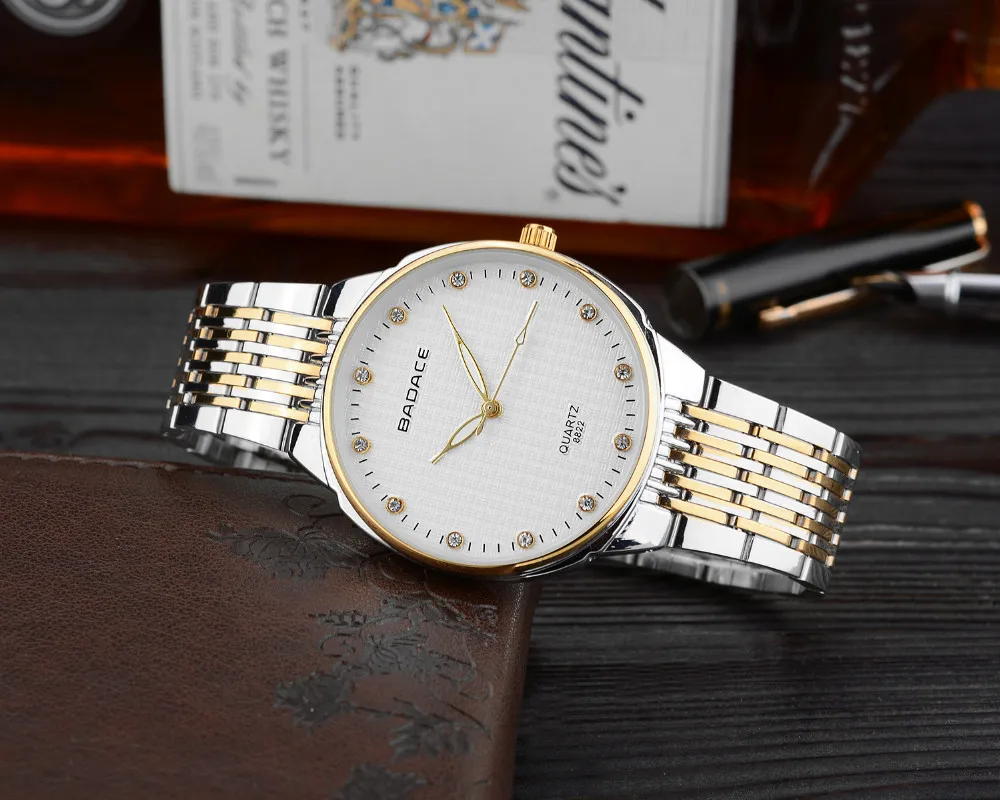 BADACE модные часы для влюбленных Кварцевые мужские классические золотые женские часы люксовый Топ Бренд Водонепроницаемые наручные часы из нержавеющей стали 8822