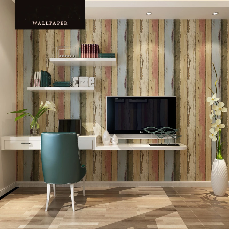 3d Papel de Parede 3d Wood Panels 3d Wallpaper Rolls for Walls Study Bedroom 3D Wall paper Vinyl Stripe wallcoverings