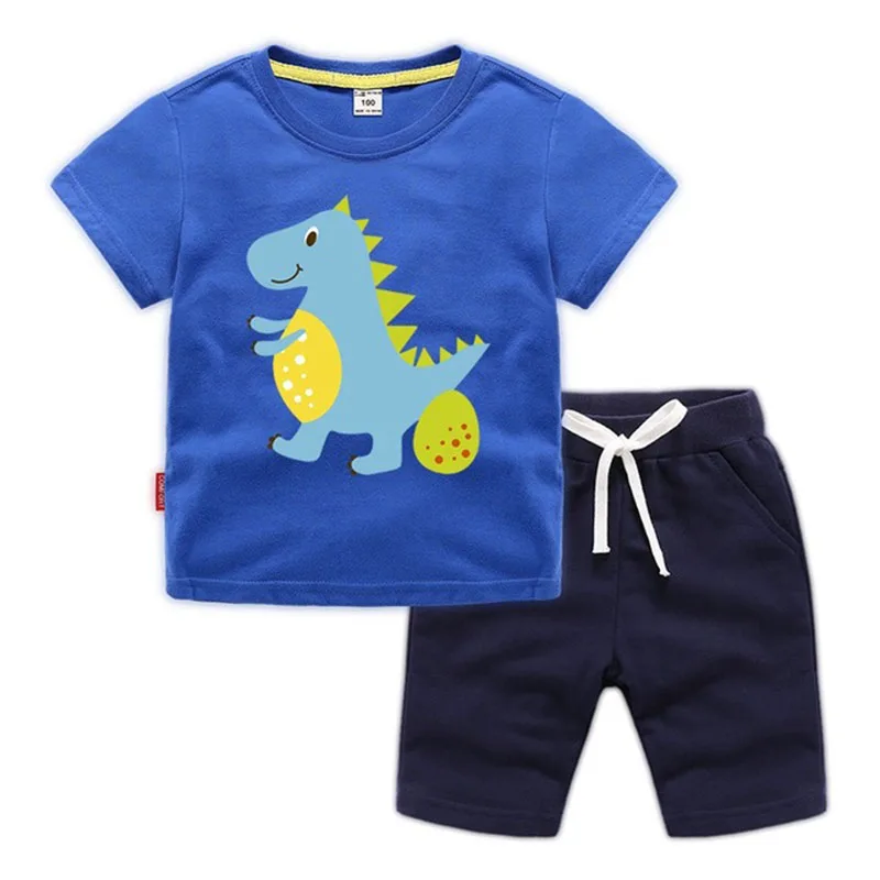 Moggi Cat Enjoy Kids Clothes Active Boys Sets Summer Short Sleeve Shirts+Shorts Pants Dinosaur 2 pieces Clothing Children 2019 (13)