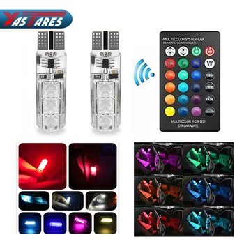 

T10 5050 SMD W5W LED Car Lights LED Bulbs RGB With Remote Control 194 168 501 Strobe Led Lamp Reading Lights White Red Amber 12V