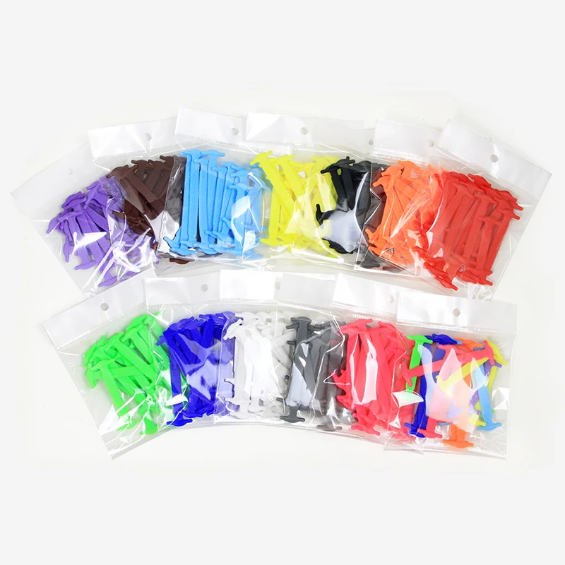 16pcs/pack Child Lazy Elastic Silicone multicolor shoelace No Tie Running ShoeLaces for Christmas Gifts Off Shoes