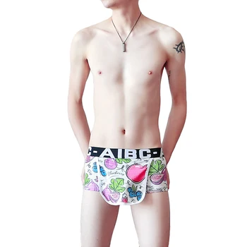 

KWAN.Z boxer men cueca masculina boxershorts men fruit printing mesh hole breathable cuecas men underwear gay boxer homme