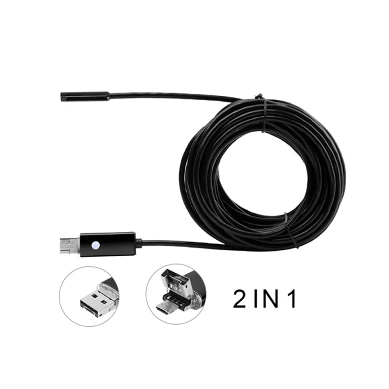 

7.0mm 2IN1 USB HD IP67 Waterproof 6 Adjustable LED Borescope Usb Endoscope Snake Inspection Tube Camera Car Endoscope Android