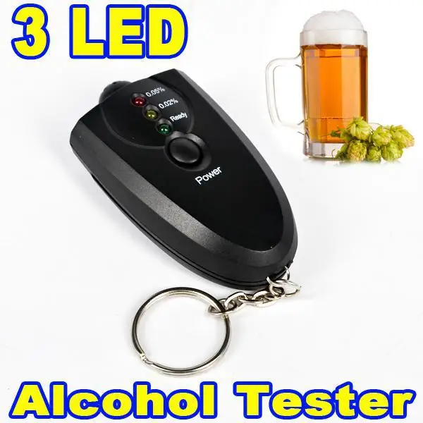 

Portable Keychain Red Light LED Flashlight Alcohol Breath Tester Breathalyzer Mini Professional Key Chain Alcohol Meter Analyzer
