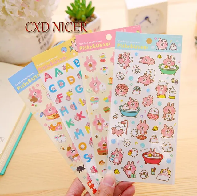 pink rabbit alphabet stickers for diary gudetama animal