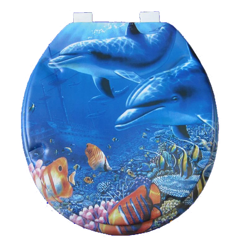 toilet lid soft toilet seat new design high quality warm toilet seat cover set sea world sponge fashion 17" toilet seat - Цвет: sea world