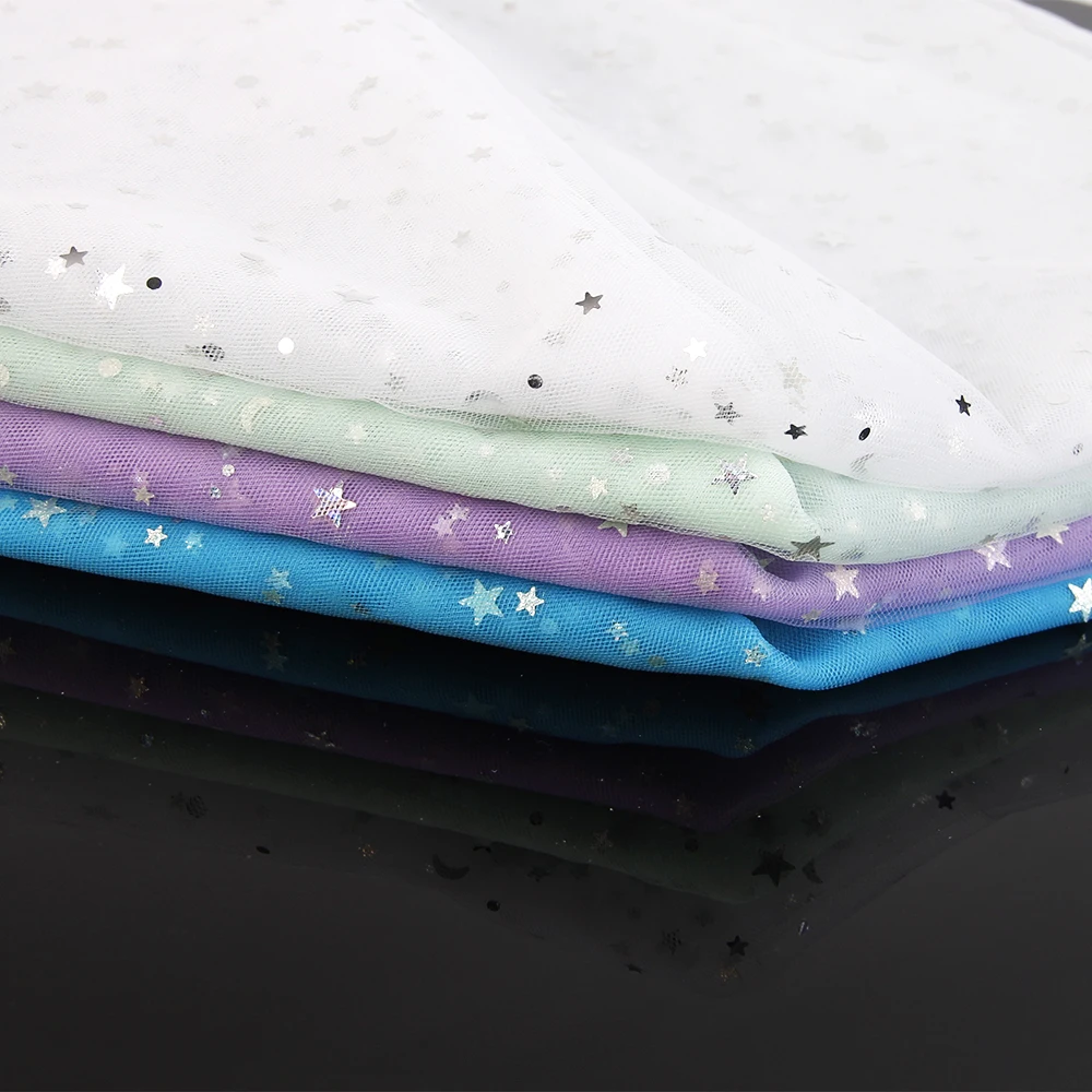 

david angie 50*150CM Laser Gauze Star Fabric Mesh Fabric,DIY Tutu Skirt Organza Wedding Party Christmas Decorations,58443