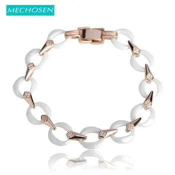 

MECHOSEN Round Chain Ceramics Bracelets Shiny AAA Zircon Stone Jewelry Women's Party Engagement Exquisite Wrist Best Decorations