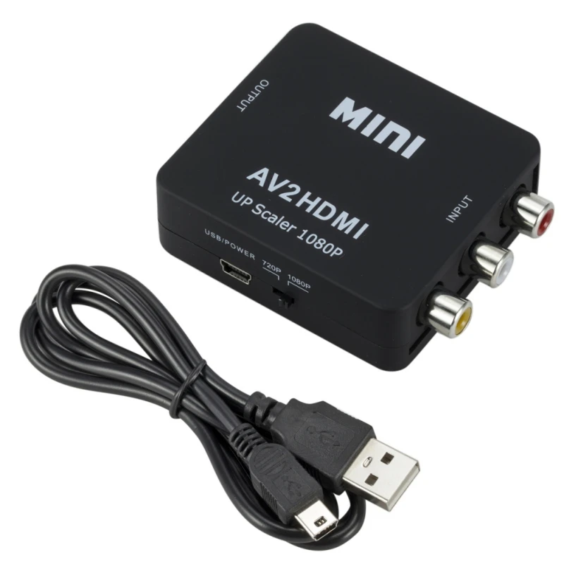 

Mini RCA AV to HDMI Converter Adapter Adaptor Composite AV2 HDMI Converter 1080 P HDTV DVD AV HDMI Adapters