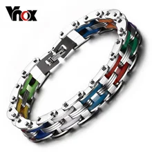 Vnox color del arco iris de silicona hombre pulsera brazalete del acero inoxidable 316l de acero inoxidable de 20 cm