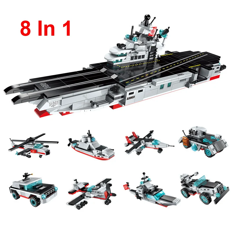 

ENLIGHTEN 643Pcs Military Army Airplane Destroyer Aircraft Carrier Weapon Model Building Blocks Sets Toys for Children