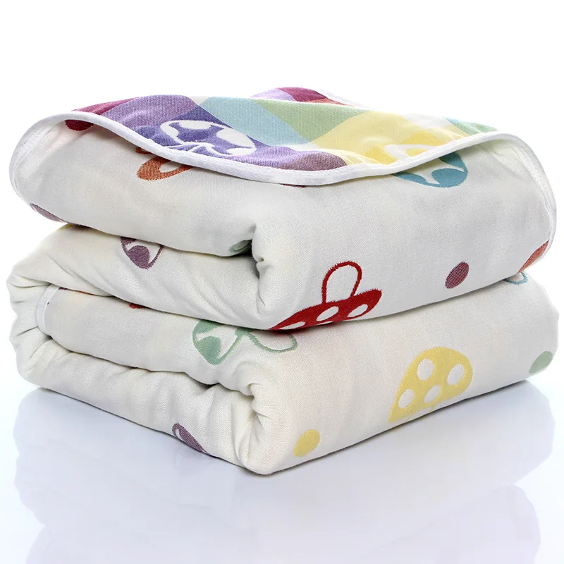 

Pure cotton 6-layer gauze bath towel Cartoon embroidery Absorbent towel 110*110cm