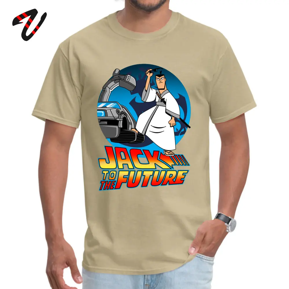 Casual Jack to the Future O-Neck T-Shirt Summer Fall Tops T Shirt Short Sleeve for Men Fashionable Pure Cotton Top T-shirts Jack to the Future -19871 beige