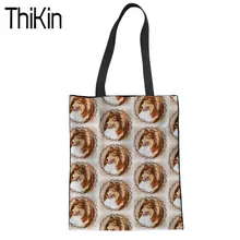 THIKIN Heavy Duty хозяйственные сумки для Для женщин шелти собаки Печать холст тотализатор сумка для подростков белье книжные сумки женщины перерабатываемая сумка Eco