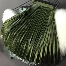 Новая женская юбка с эластичной резинкой на талии, длинные плиссированные юбки для женщин, яркие цвета, высокое качество