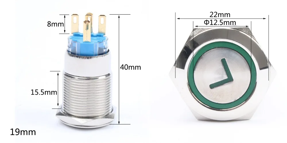 Горячая Распродажа 19 мм Высокое качество Металл мощность L Тип Латунь кнопочный переключатель плоский круглый подсветка фиксация 1NO 1NC 19FXHX