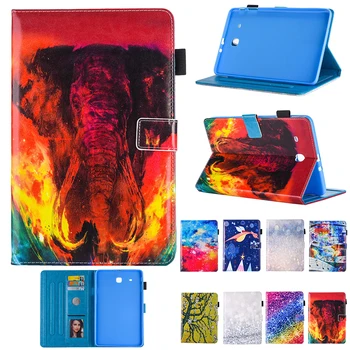

Fashion Elephant Rain Dragon Print Flip PU Leather Stand Case For Samsung Galaxy Tab E 9.6 T560 SM-T560 T561 Smart Cover Cases