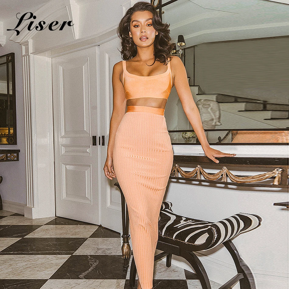 

Liser 2018 New Summer Women Dress Strapless Two Pieces Bandage Dress Sexy Bodycon Elegant Club Celebrity Party Dresses Vestidos