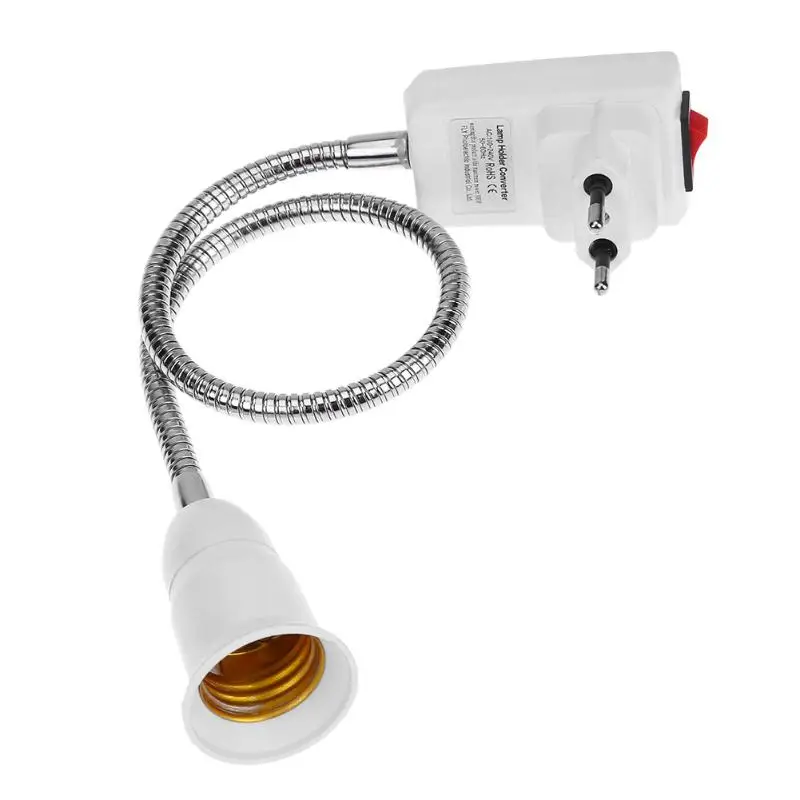 Универсальный 10 см/20 см/30 см/40 см/50 см E27 светильник держатель лампы белый гибкий конвертер вкл/выкл переключатель адаптер разъем ЕС Plug