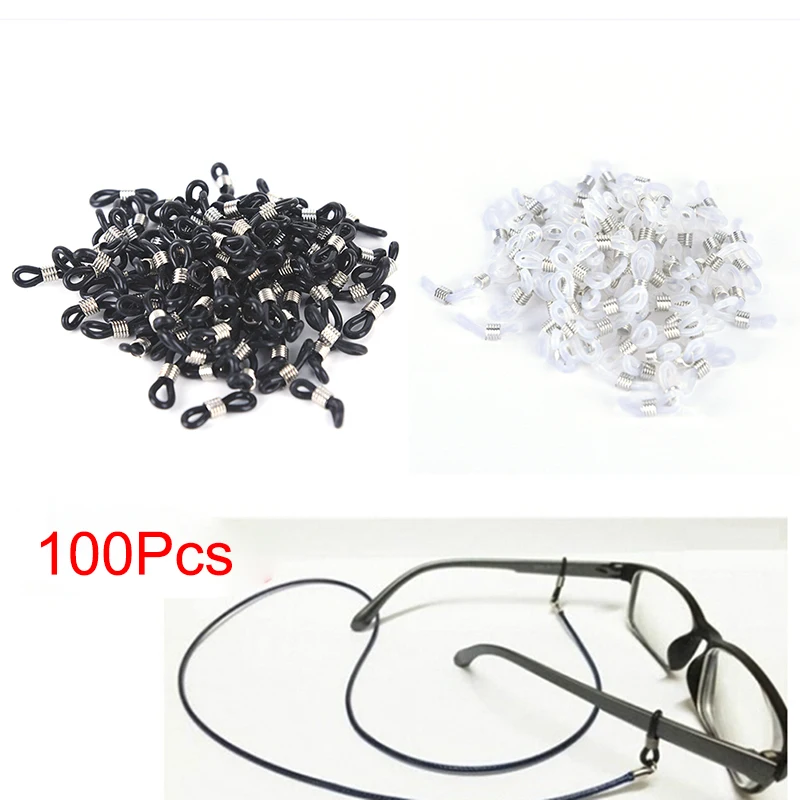 

100PCS Glasses Chain Plastic Silicone Connection Glasses Chain Antiskid Rubber Ring Strap Extension Spring DIY Eyeglasses Rope