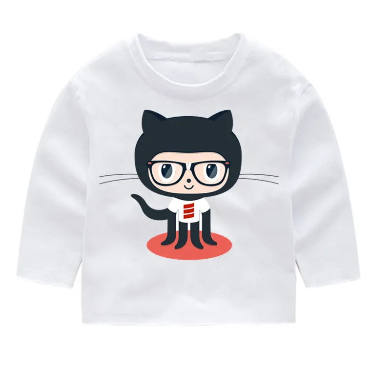 Github/Детские хлопковые модные футболки с длинными рукавами и принтом детские топы