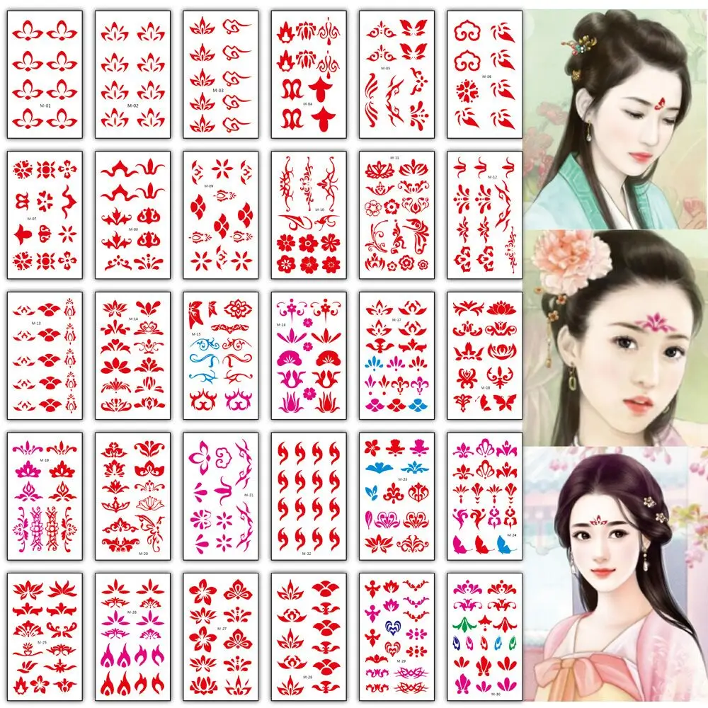 

30pcs/lot tattoo girl temporary tattoo sticker set temporary chinese tattoos face party fashion tatoo kids water transfer tattoo